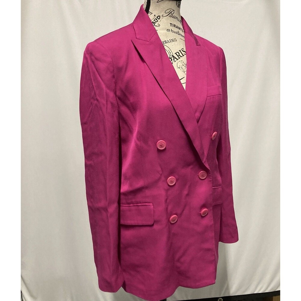 Zara Hot Pink Double Breasted Blazer Longline Oversized Women’s Small